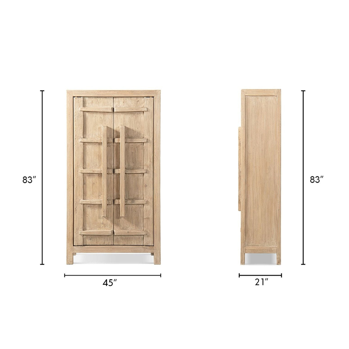Natural Storage Cabinet with Double Doors - Solid Reclaimed Pine