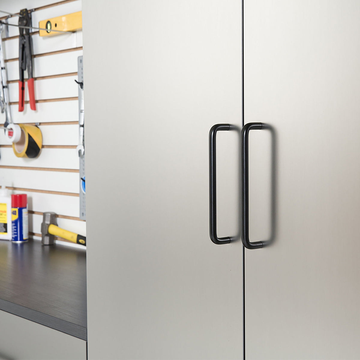 Astro Series Wall Mounted Storage Cabinet with Soft Closing Drawers - Metallic Gray