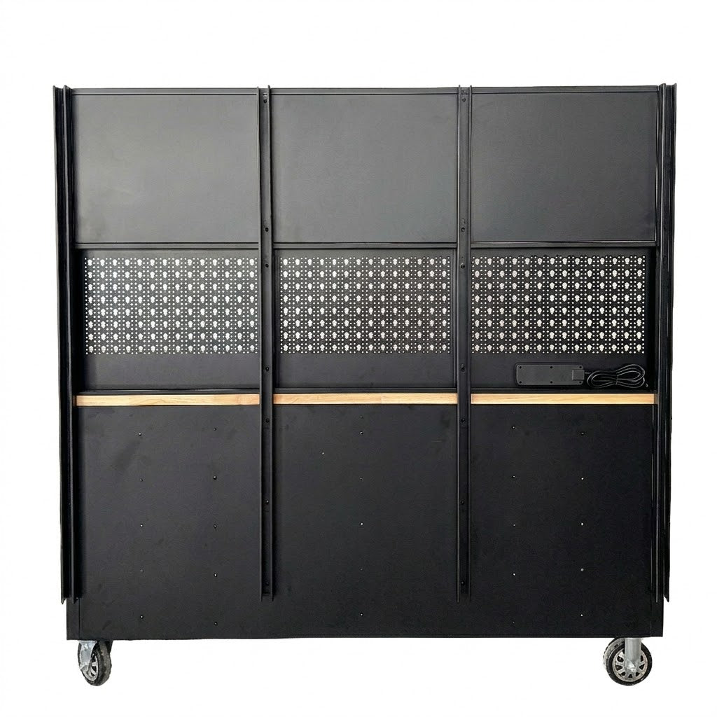 GTools GT7218 72" Rolling Tool Chest Workstation | 15 Drawers | Overhead Cabinets | LED Light | Pegboard & Power Strip