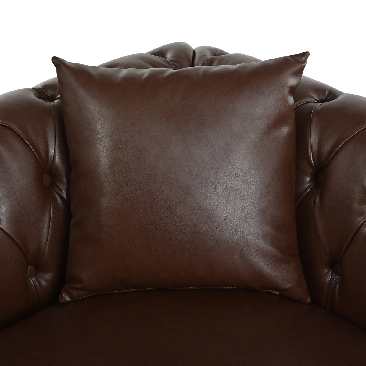 5-Seat L-Shaped Sectional Sofa – Dark Brown PU Leather | Chesterfield Style with Pocket Springs