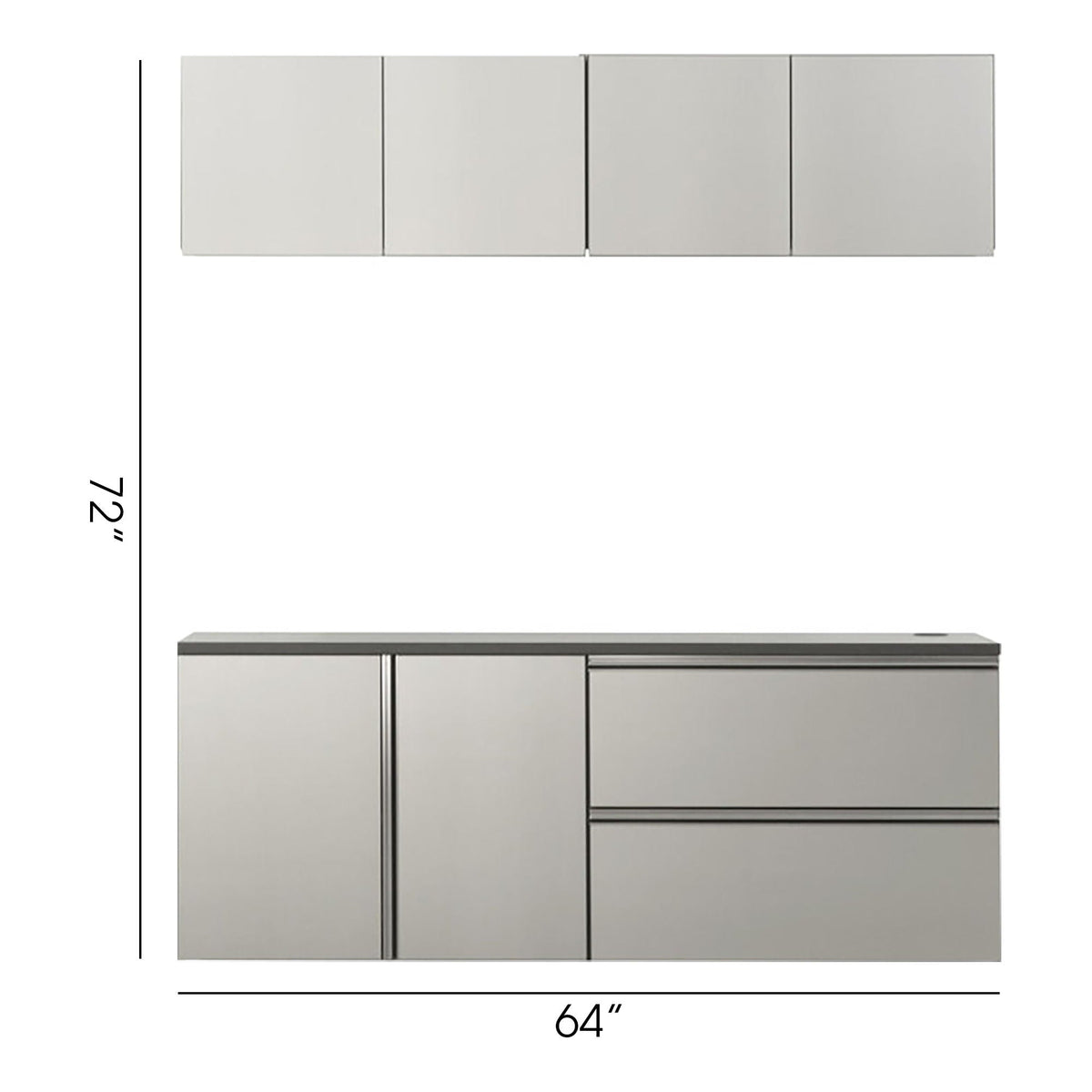 Metallic Gray Garage Cabinet Set with Deep Storage - Metallic Gray