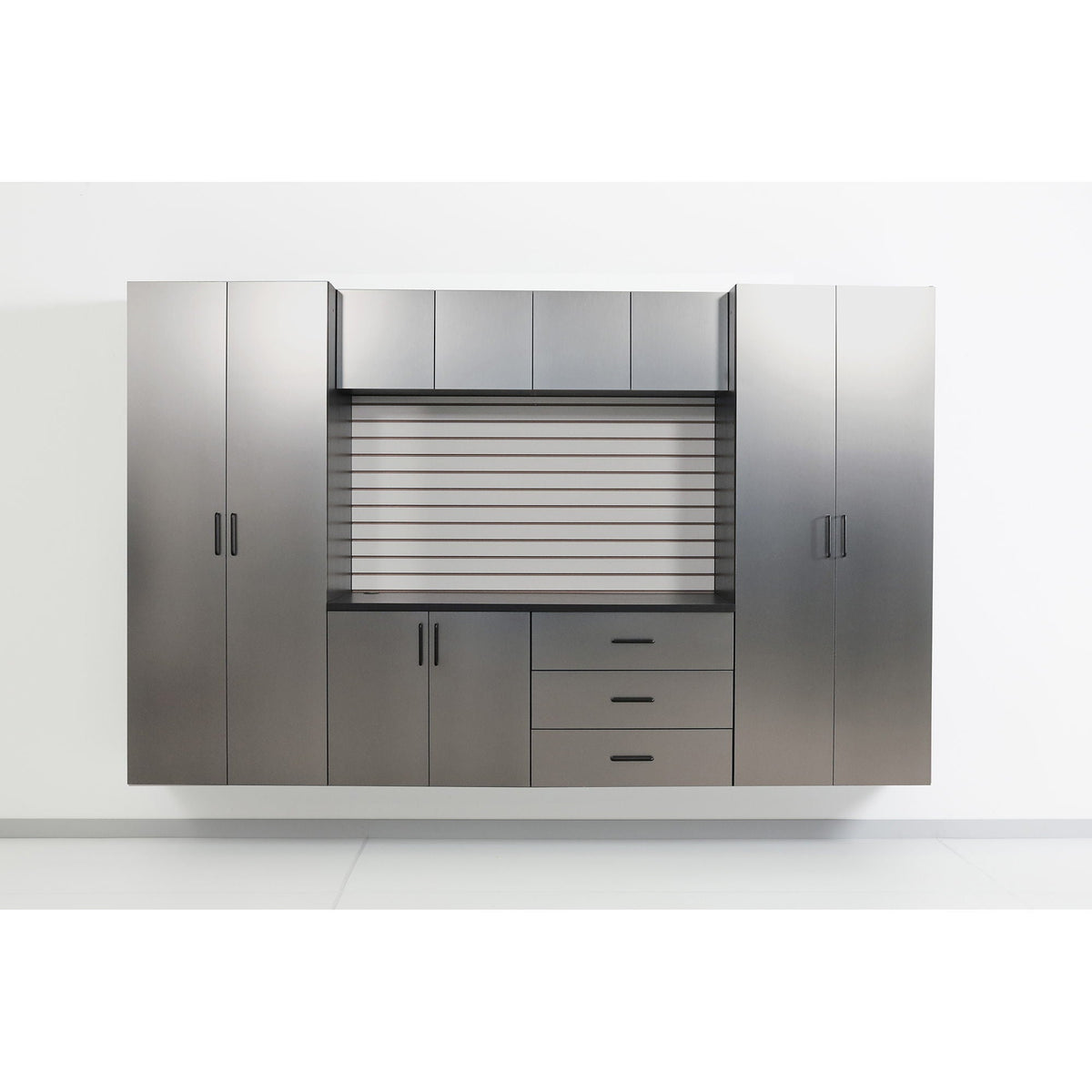 Astro Series Wall Mounted Storage Cabinet with Soft Closing Drawers - Metallic Gray