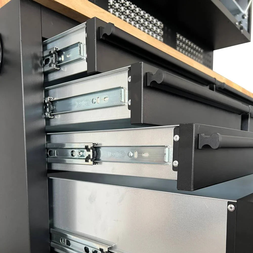 GTools GT7218 72" Rolling Tool Chest Workstation | 15 Drawers | Overhead Cabinets | LED Light | Pegboard & Power Strip