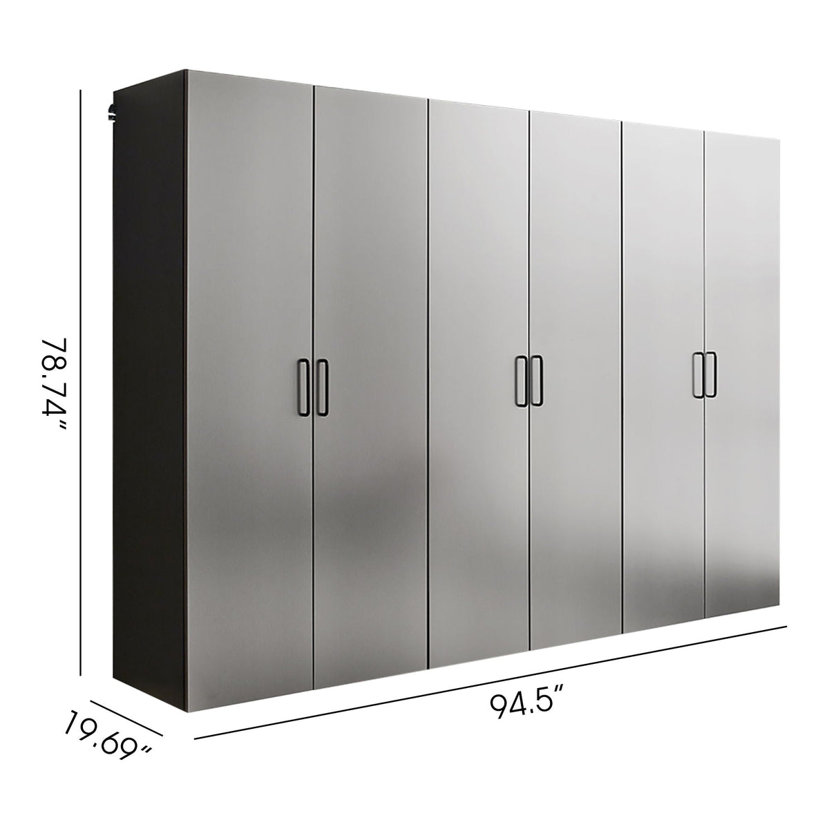 Metallic Gray Garage Cabinet Set with Soft-Close Drawers - 94.5" Wide