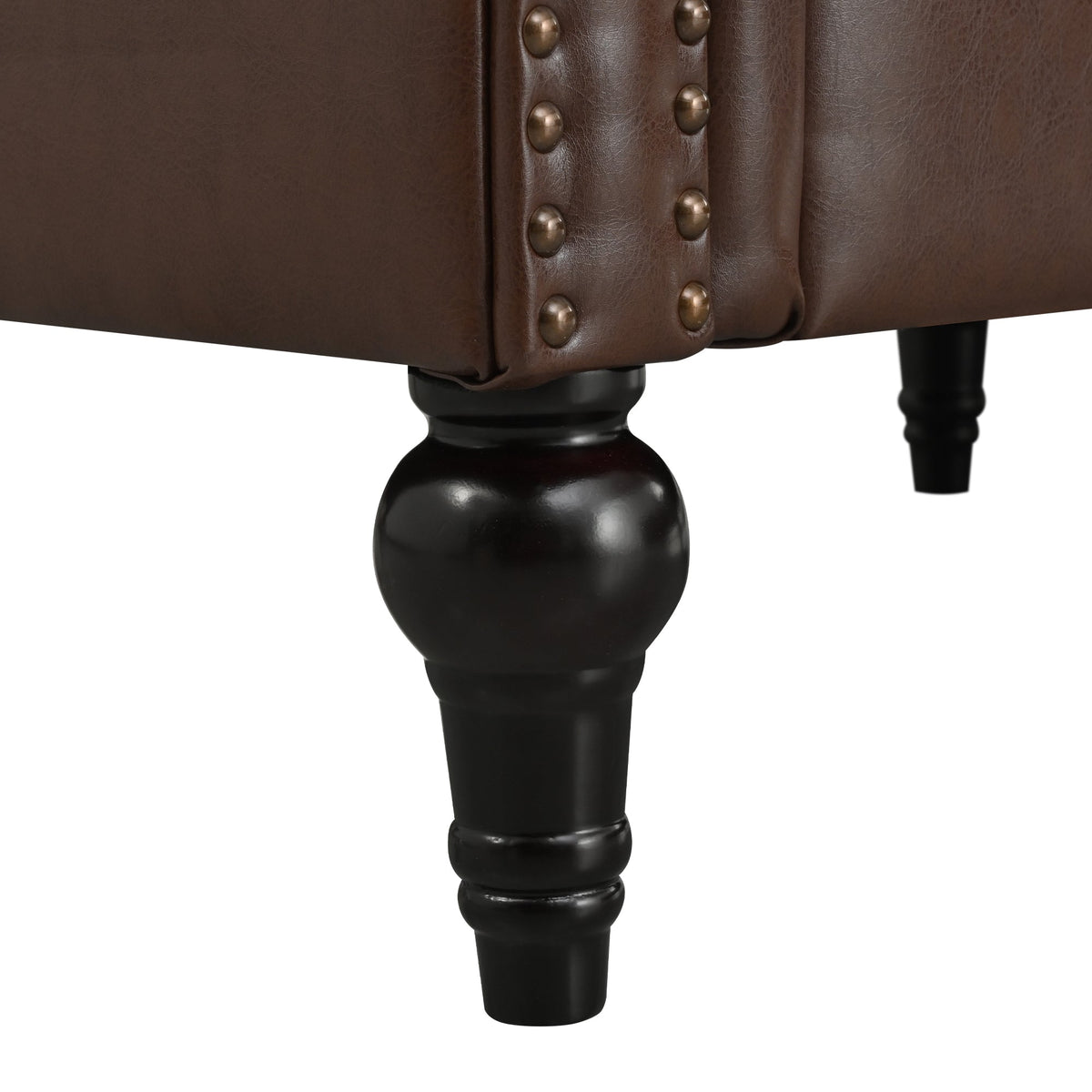 5-Seat L-Shaped Sectional Sofa – Dark Brown PU Leather | Chesterfield Style with Pocket Springs