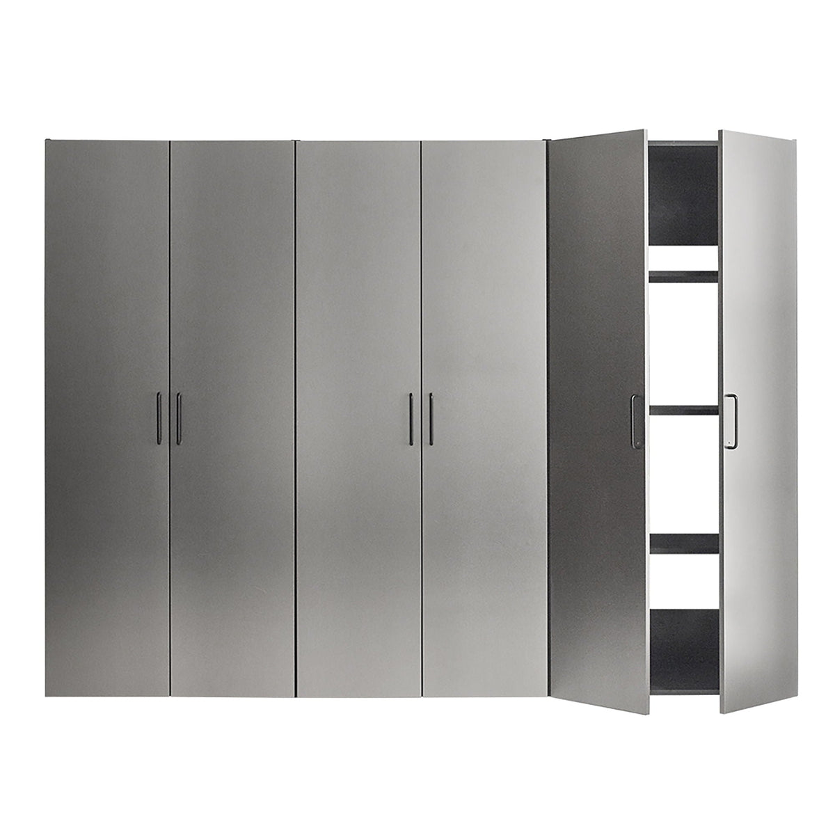 Metallic Gray Garage Cabinet Set with Soft-Close Drawers - 94.5" Wide