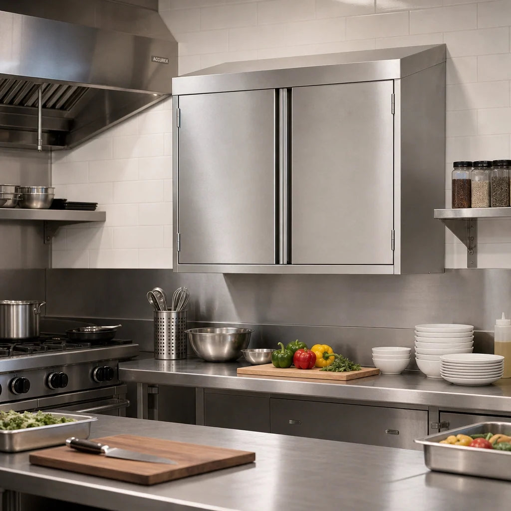 Klinger's Trading WC1560-HINGED 60-Inch Stainless Steel Wall-Mounted Storage Cabinet with 2 Hinged Doors