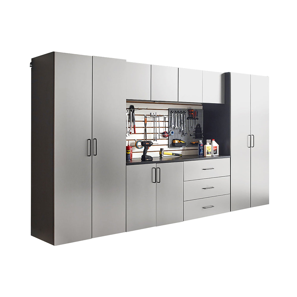Astro Series Garage Cabinet Set with Soft Closing Drawers - Metallic Gray